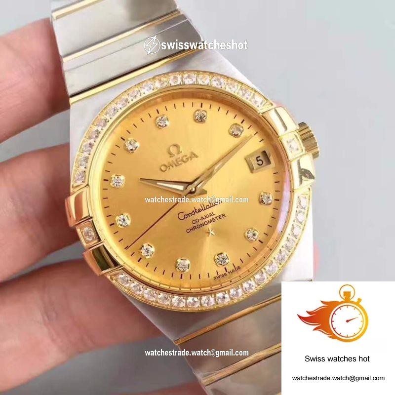 Omega Constellation 123.55.38.21.58.001 38MM 3S Factory Gold Dial 2