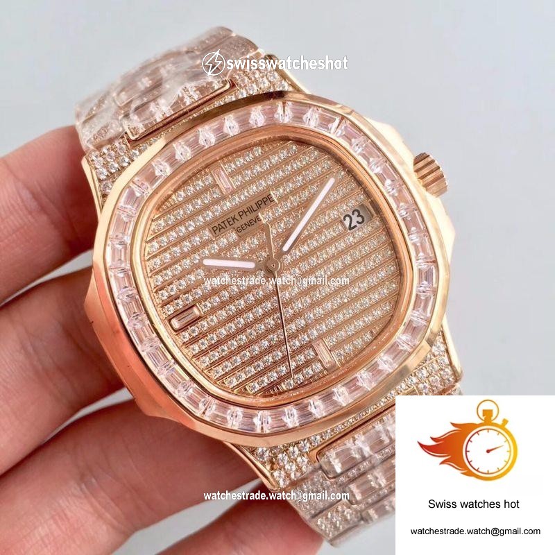 Patek Philippe Nautilus Jumbo 5719/1G-001 Rose Gold Diamonds Dial 2