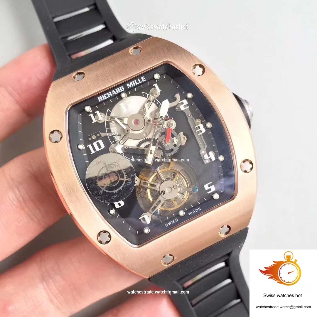 Richard Mille RM001 Rose Gold Tourbillon JB Factory Black Dial 2