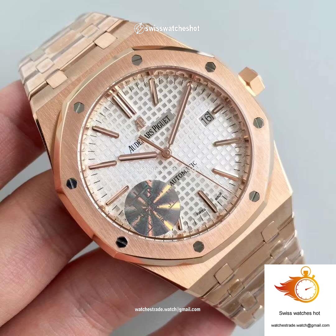 Audemars Piguet Royal Oak 15450 Rose Gold JF Factory V5 Silver Dial 2