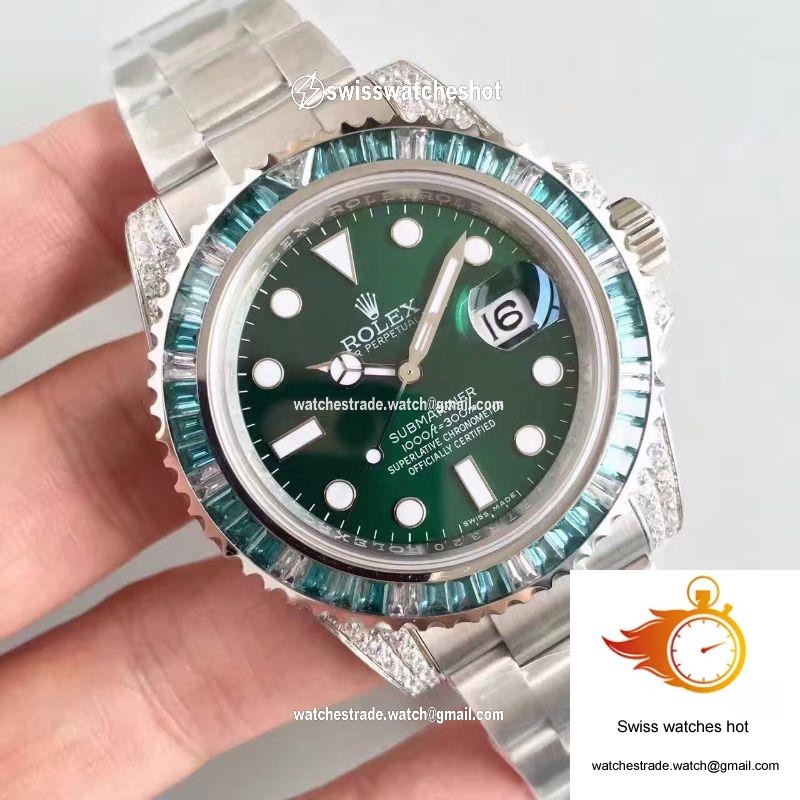 Rolex Submariner Date 116610LV Noob Factory V9 Green Dial Diamond 2