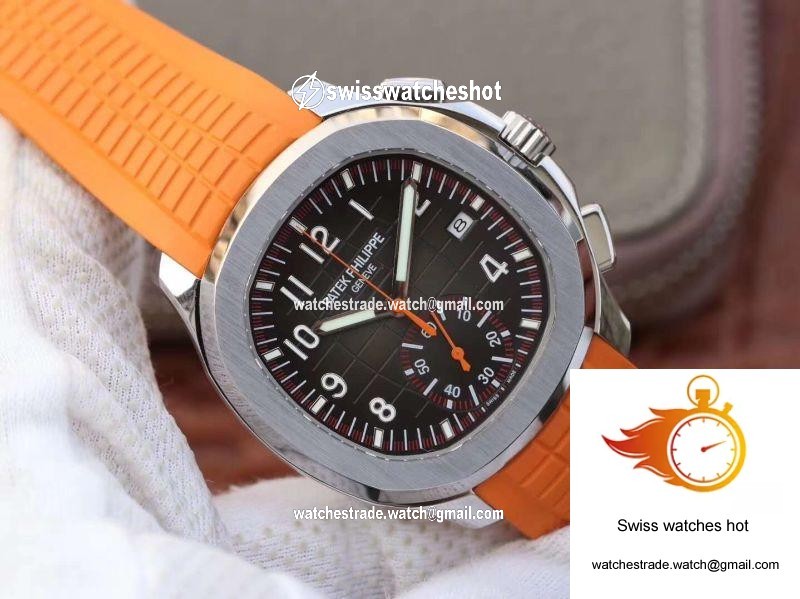 Patek Philippe Aquanaut Chronograph 5968A Orange Rubber Strap Black Dial 2