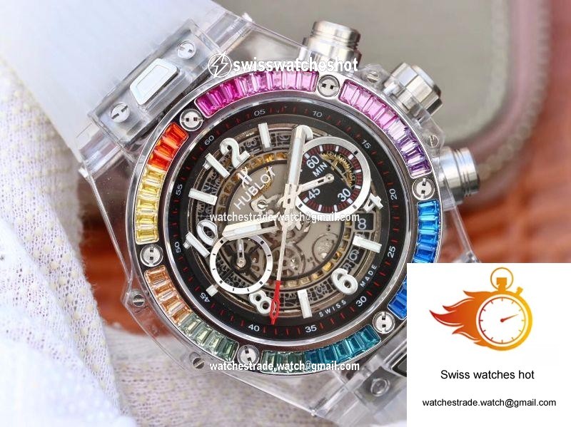 Hublot Big Bang Unico 411.JX.4802.RT Colorful Diamonds Bezel Skeleton Dial 2