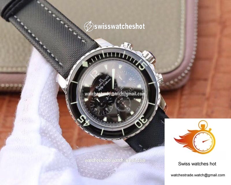 Blancpain Fifty Fathoms Chronographe Flyback 5085F-1130-52A OM Factory Black Nylon Strap Black Dial 2