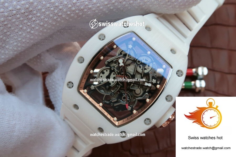 Richard Mille RM055 KV Factory White Ceramic Rubber Strap 3