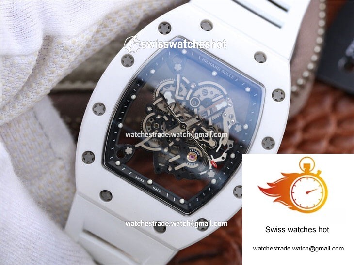 Richard Mille RM055 KV Factory Ceramic White Rubber Strap 3