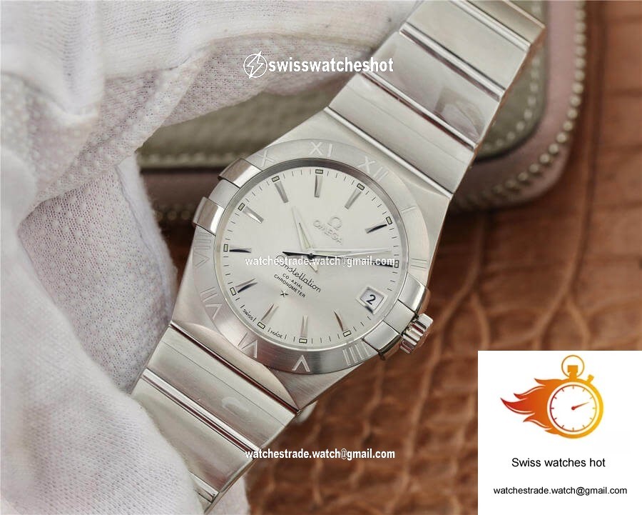 Omega Constellation 123.10.38.21.02.001 VS Factory Silvery White Dial 3