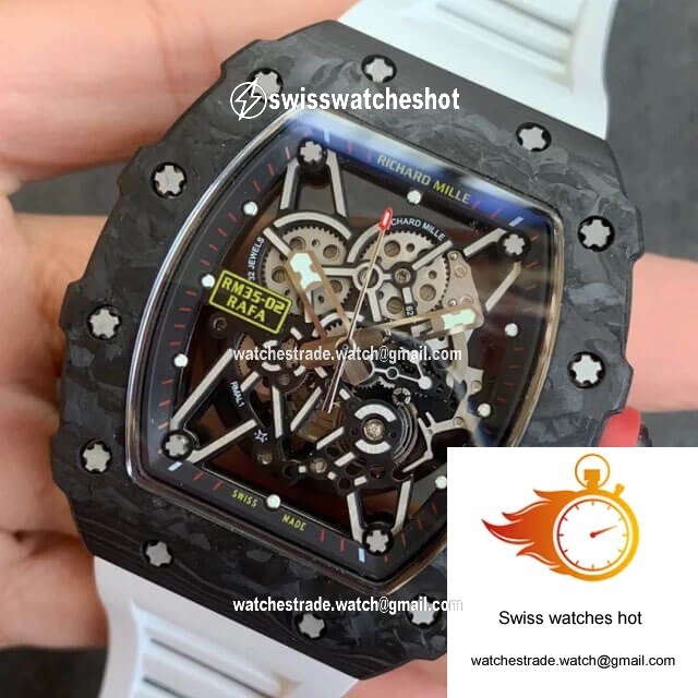 Richard Mille RM35-02 KV Factory V3 Carbon Fiber White Rubber Strap 3