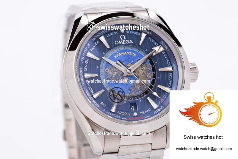 Omega Seamaster Aqua Terra GMT Worldtimer 220.10.43.22.03.001 VS Factory Blue Dial 3