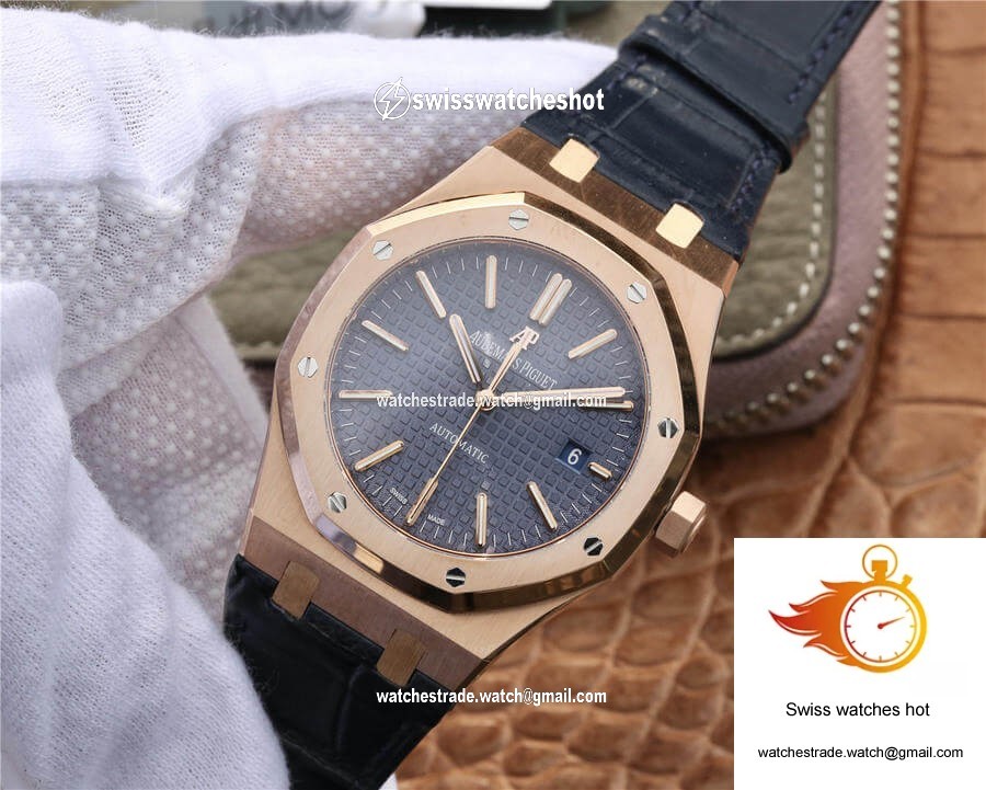 Audemars Piguet Royal Oak 15400 OM Factory Blue Dial Leather Strap 3