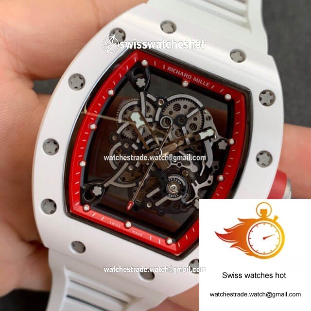 Richard Mille RM055 KV Factory V2 White Ceramic Case Rubber Strap 3