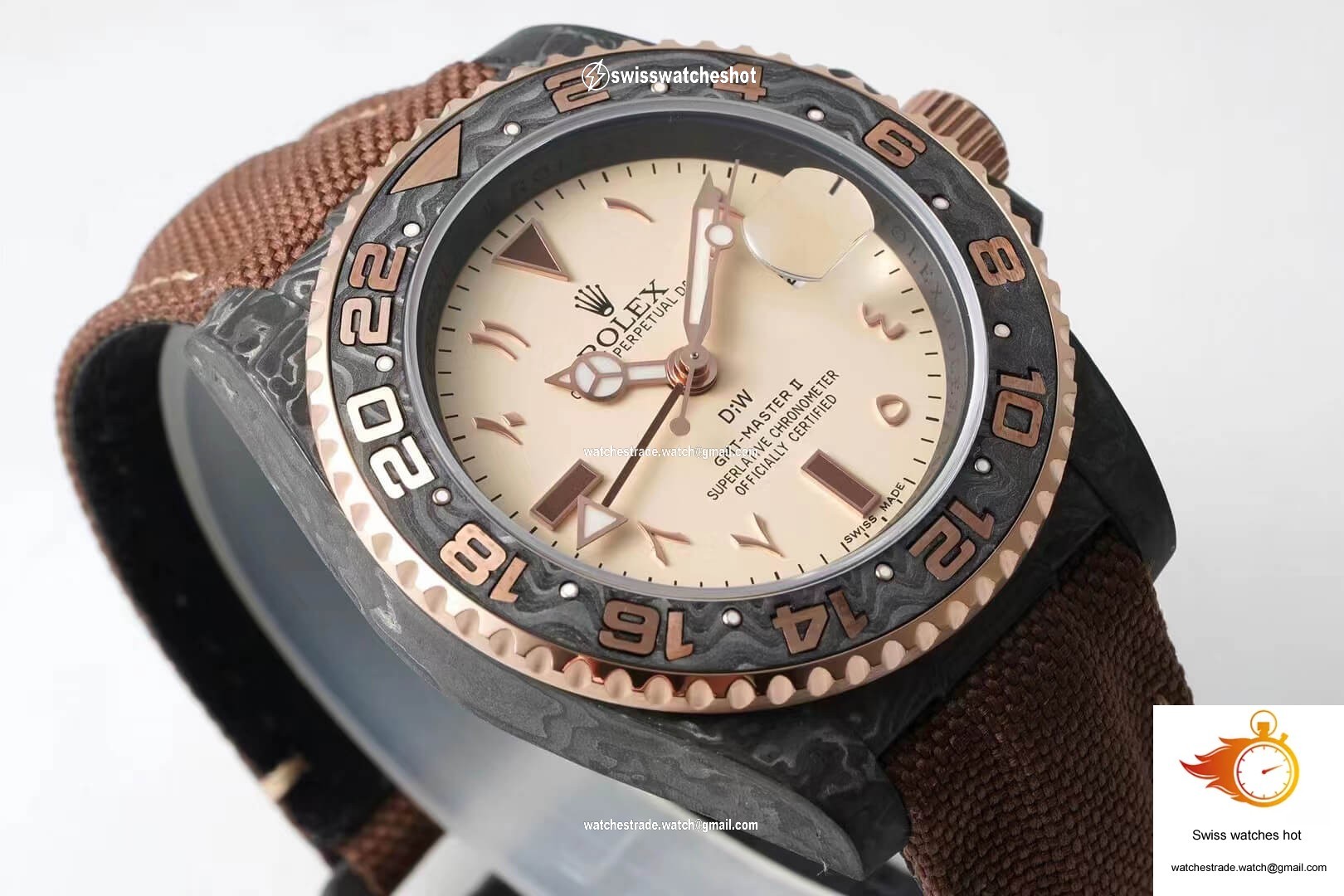 Rolex GMT-MASTER II Diw Carbon Fiber Brown Fabric Strap 3