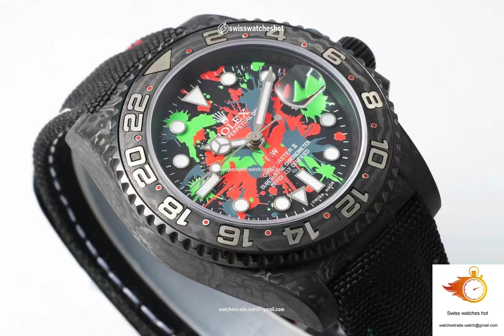 Rolex GMT-MASTER II Diw Carbon Fiber Color Dial Black Fabric Strap 3
