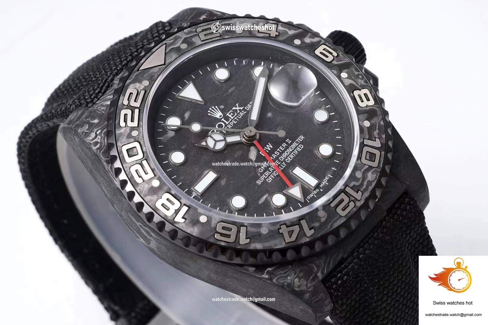 Rolex GMT-MASTER II Diw Carbon Fiber Black Fabric Strap 3