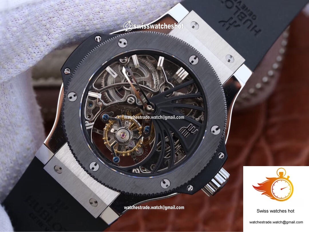 Hublot Big Bang Hollow Tourbillon Ceramic Bezel Skeleton Dial 3