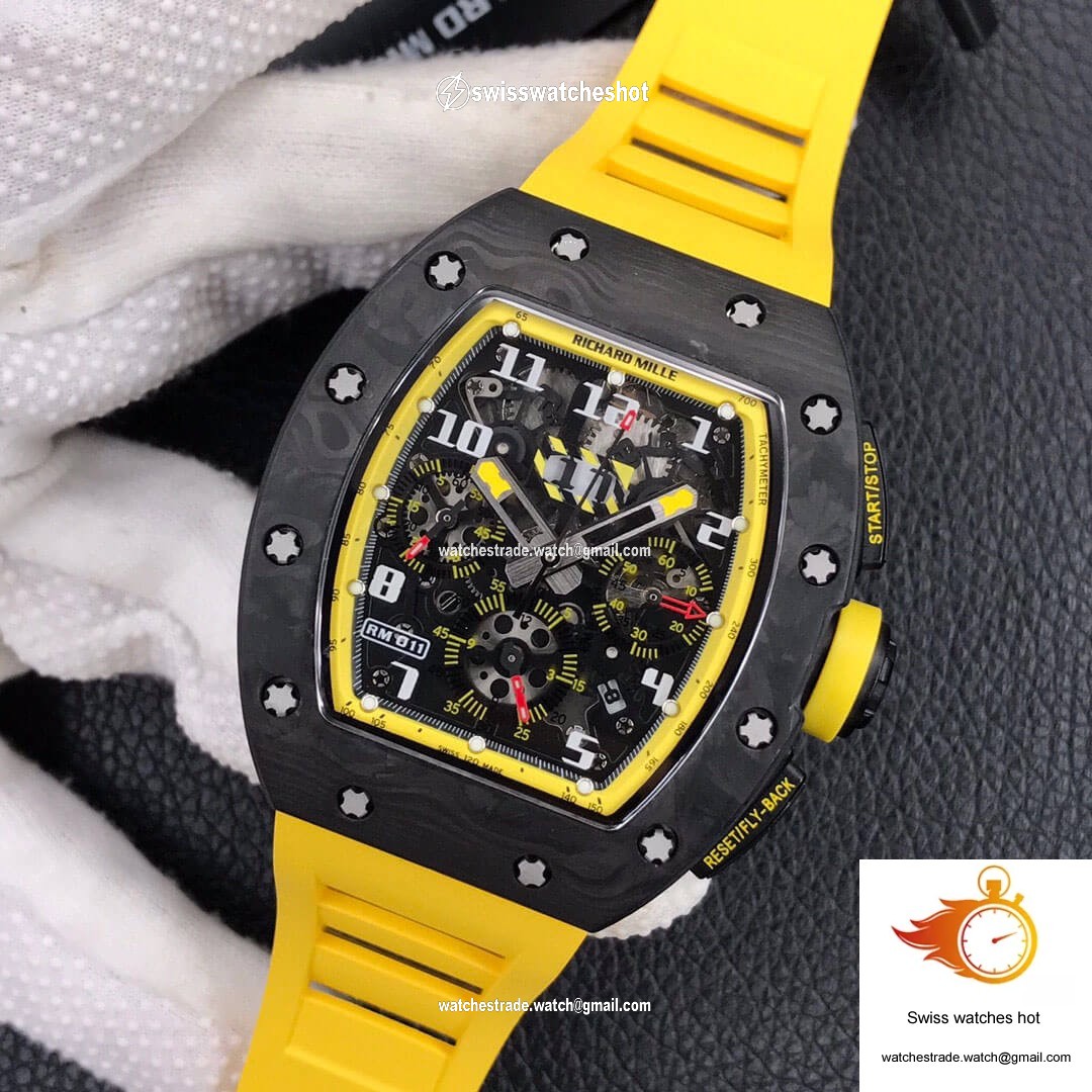 Richard Mille RM-011 KV Factory Forged Carbon Yellow Strap 3