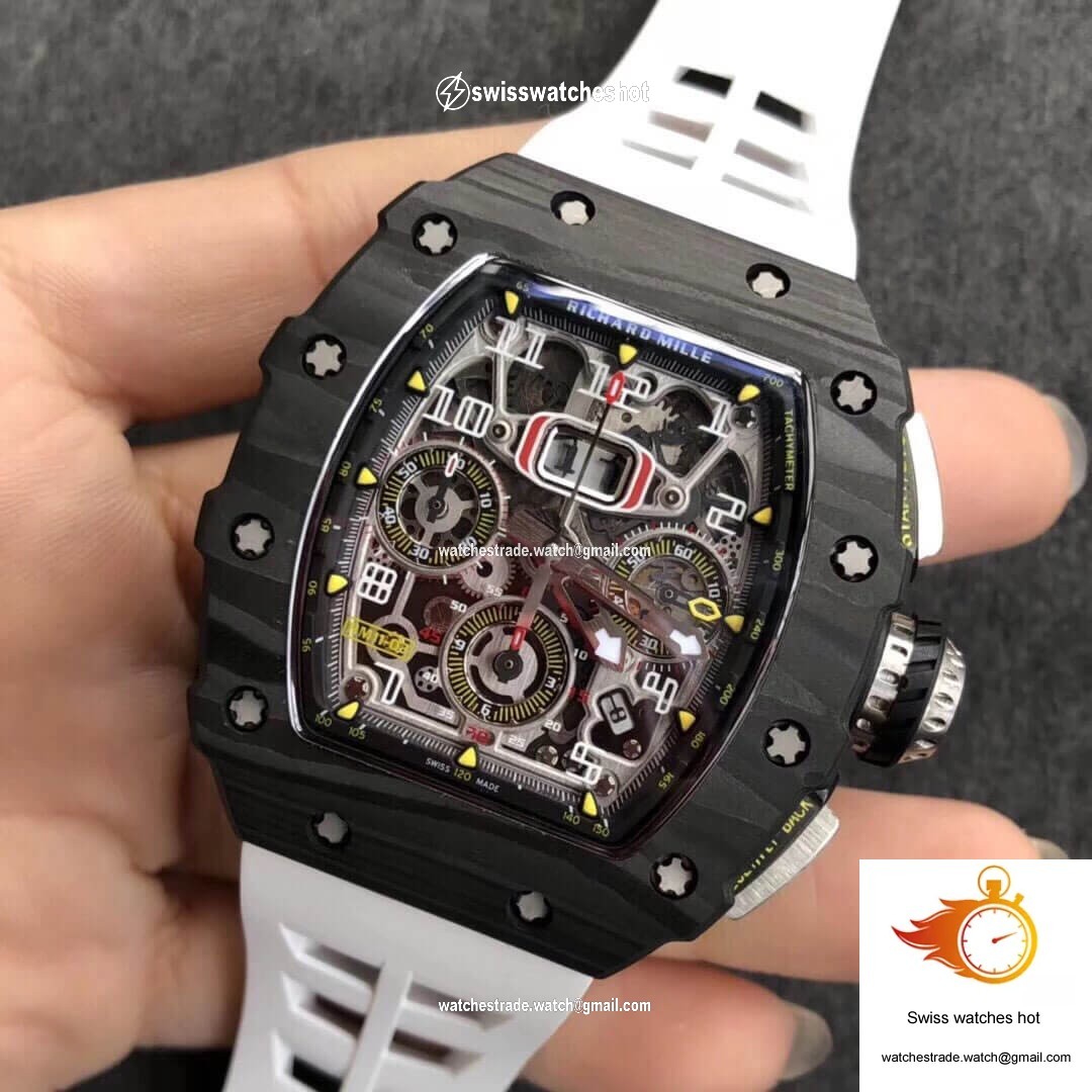 Richard Mille RM011-03 KV Factory Carbon Fiber White Strap 3