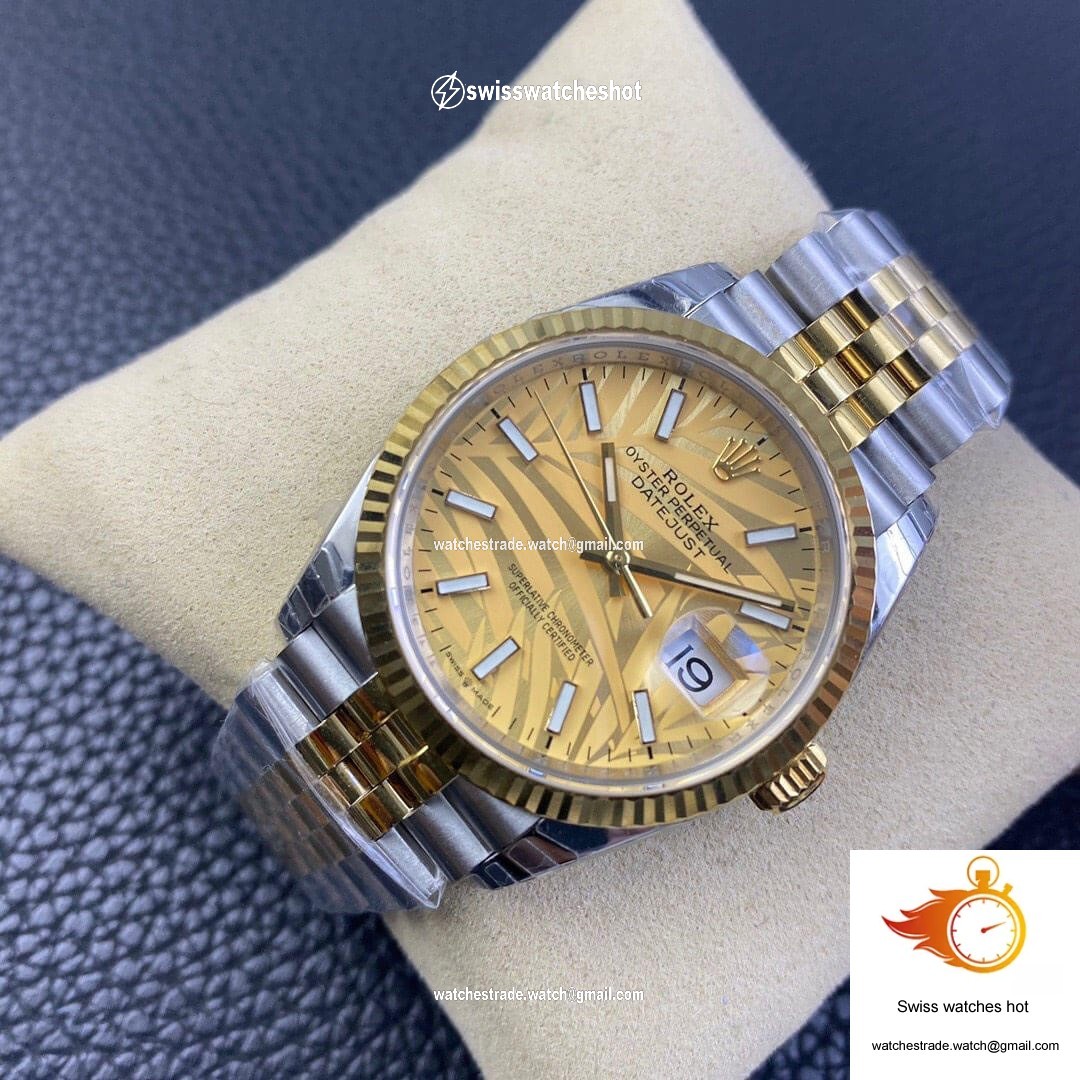 Rolex Datejust M126233-0037 EW Factory Golden Palm Leaf Pattern Dial 3