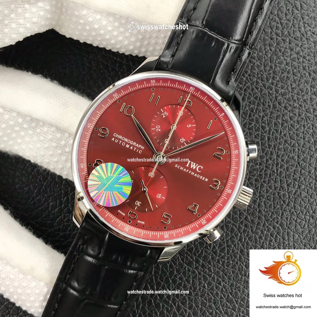 IWC Portugieser Chronograph IW371616 ZF Factory Burgundy Red Dial 3
