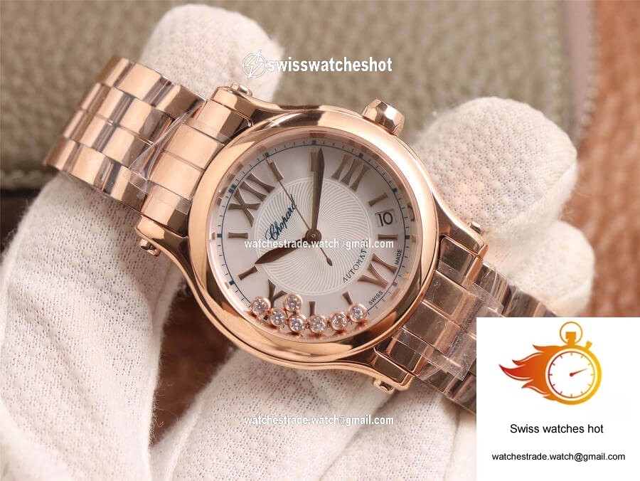 Chopard Happy Sport 274808-5002 YF Factory White Dial Rose Gold 3