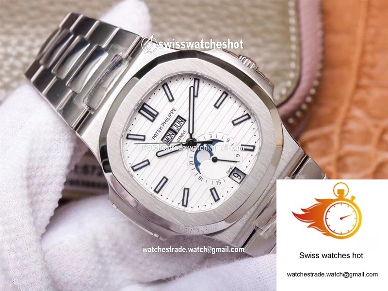 PF Factory Patek Philippe Nautilus 5726/1A-010 Moonphase Silver White Dial 3