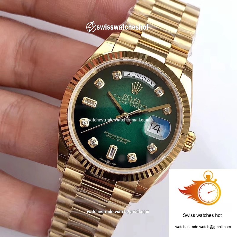 Rolex Day-Date M128238-0069 Yellow Gold EW Factory Gradual Green Dial 3