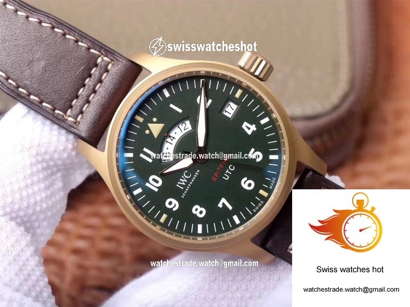 IWC Pilot Spitfire UTC MJ271 IW327101 ZF Factory Green Dial 3
