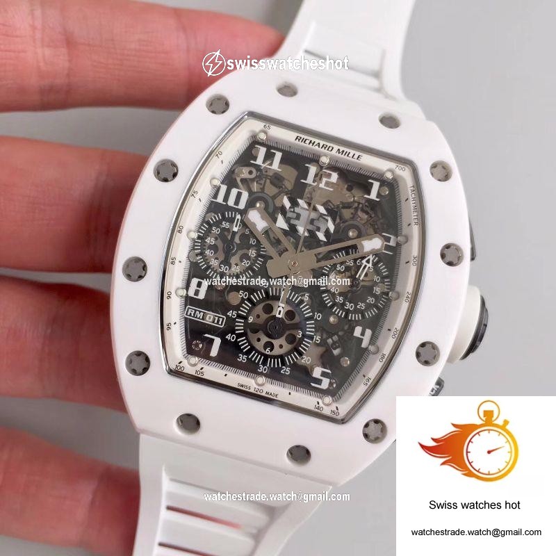 Richard Mille RM011-FM KV Factory White Ceramic Skeleton Dial 3