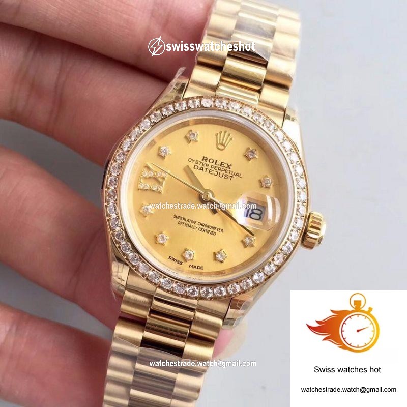Rolex Lady Datejust 279138RBR 28MM Yellow Gold Champagne Dial 3