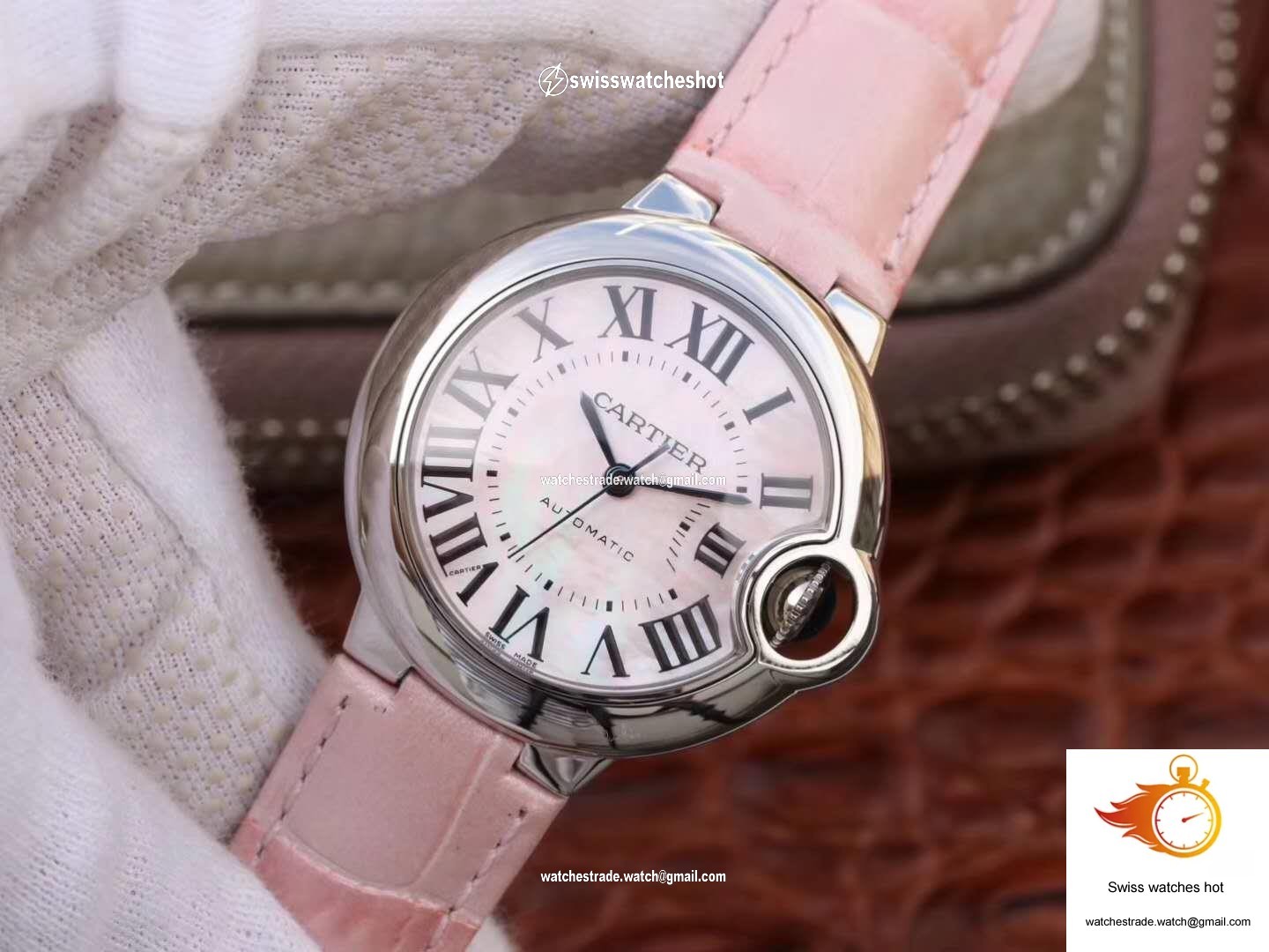 Ballon Bleu De Cartier Ladies 33MM WSBB0002 V6 Factory Pink Dial 3