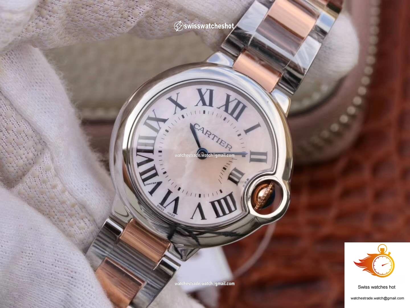 Ballon Bleu De Cartier W69201 Ladies 33MM V6 Factory Pink Dial 3