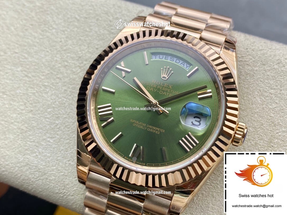 Rolex Day Date 228235 40mm EW Factory Green Dial 3
