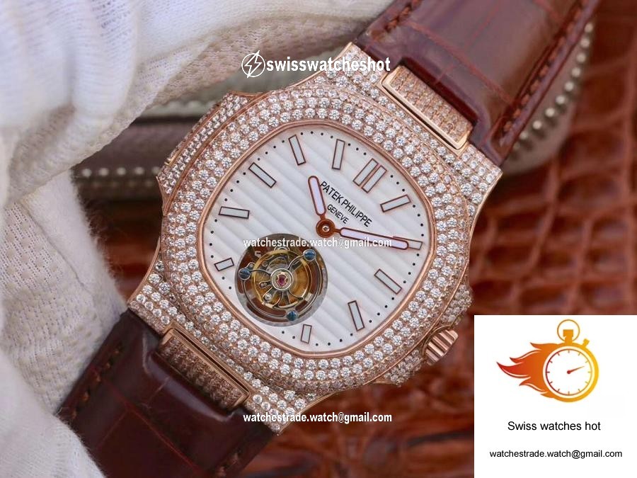 Patek Philippe Nautilus Jumbo 5711 Rose Gold Tourbillon 2018 R8 Factory White Dial 3