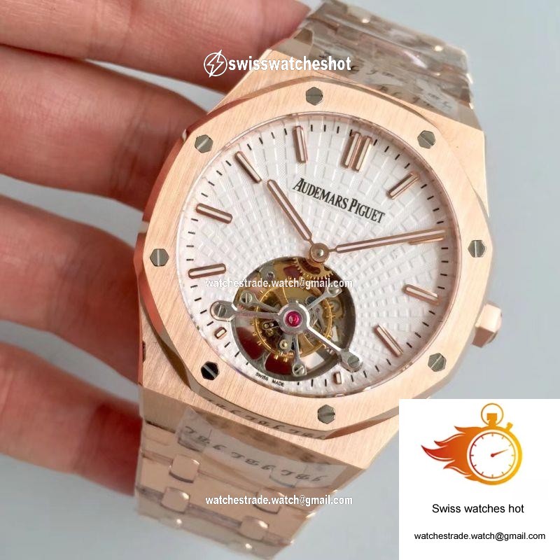 Audemars Piguet Royal Oak Rose Gold Tourbillon Extra Thin 26522 R8 Factory White Dial 3