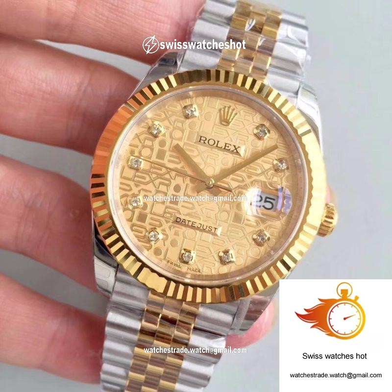 Rolex Datejust 126333-0003 41MM EW Factory Diamond-studded Gold Textured Dial 3