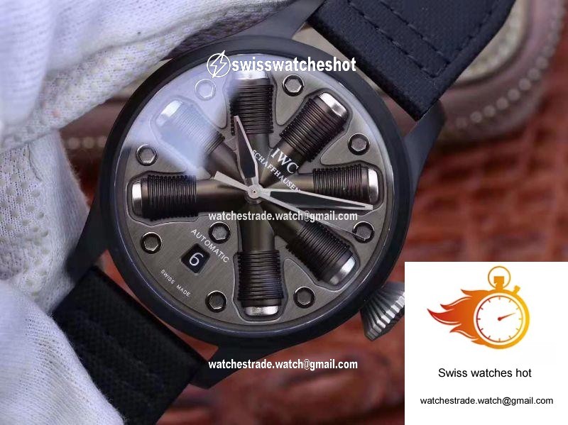 IWC Schaffhausen Pilot Top Gun 44 Black Nylon Strap Fuse Dial 3