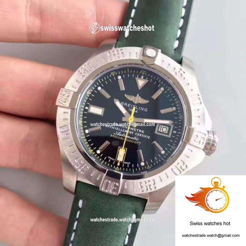 Breitling Avenger II Seawolf A1733110/BC30/435X/A20BASA.1 Green Leather Strap GF Factory Black Dial 3