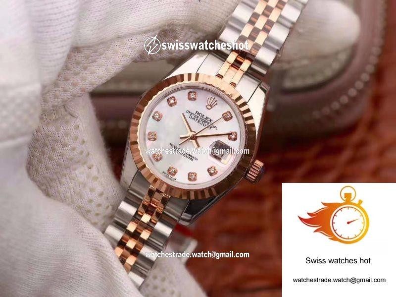 Rolex Lady Datejust Rose Gold 28MM White Enamel Dial 3