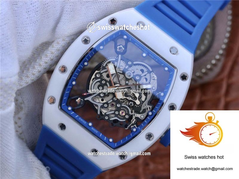 Richard Mille RM055 KV Factory White Ceramic Blue Hollow Dial 3