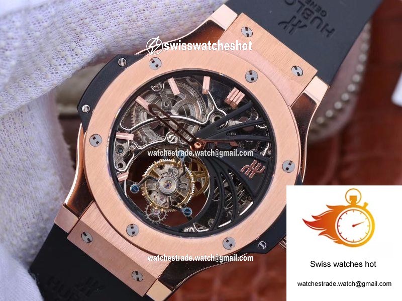 Hublot Big Bang Hollow Tourbillon 18K Rose Gold Skeleton Dial 3