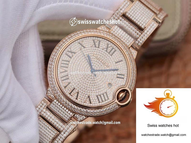 Ballon Bleu De Cartier W69006Z2 42mm TW Factory Rose Gold Diamonds Dial 3