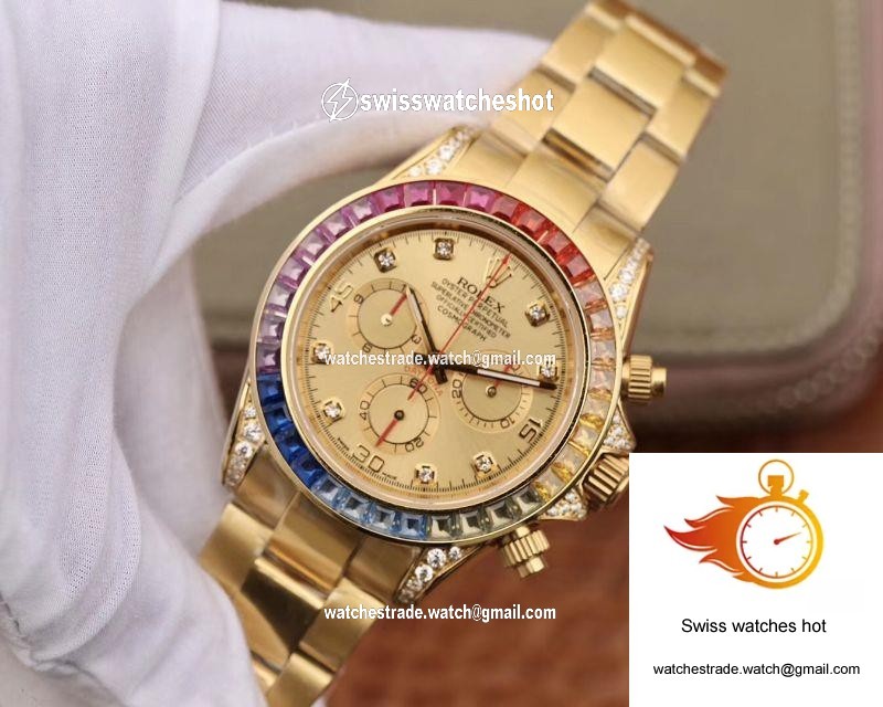 Rolex Daytona Cosmograph Rainbow 116598RBOW BL Factory Gold Dial 3