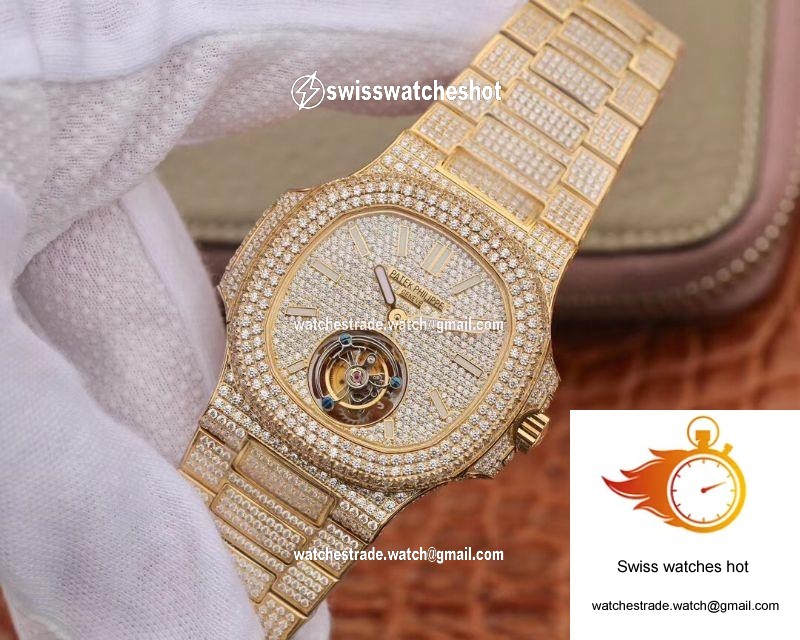 Patek Philippe Nautilus Jumbo 5711 Tourbillon R8 Factory 18K Yellow Gold Diamond Dial 3