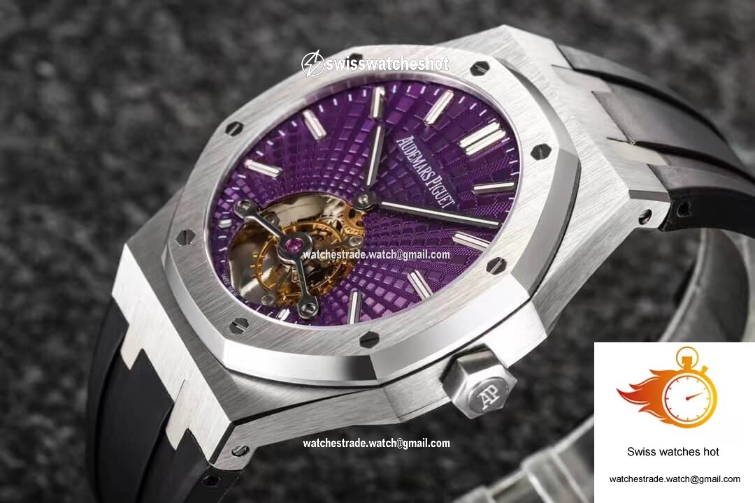 Audemars Piguet Royal Oak Tourbillon R8 Factory V3 Purple Dial Rubber Strap 3