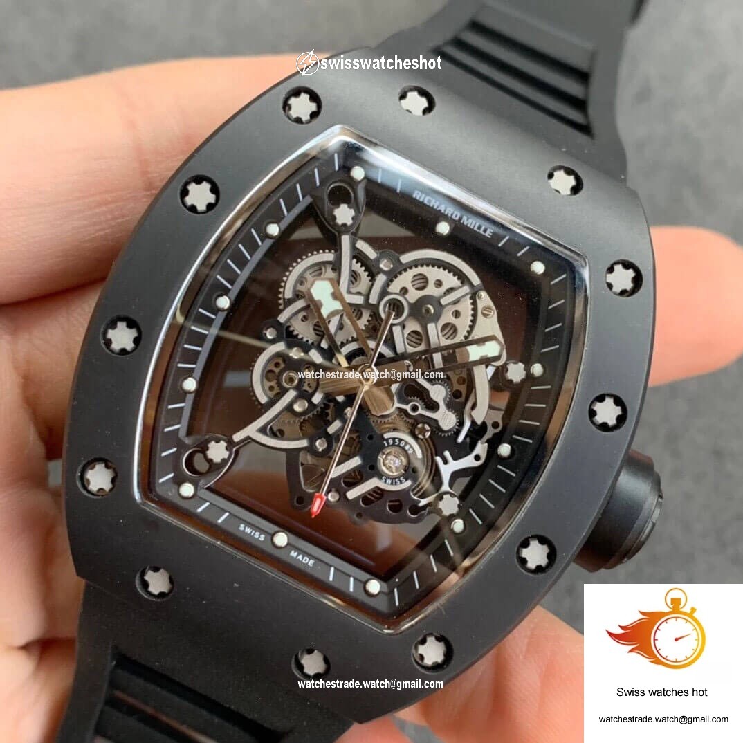 Richard Mille RM055 KV Factory V2 Black Ceramic Rubber Strap 3