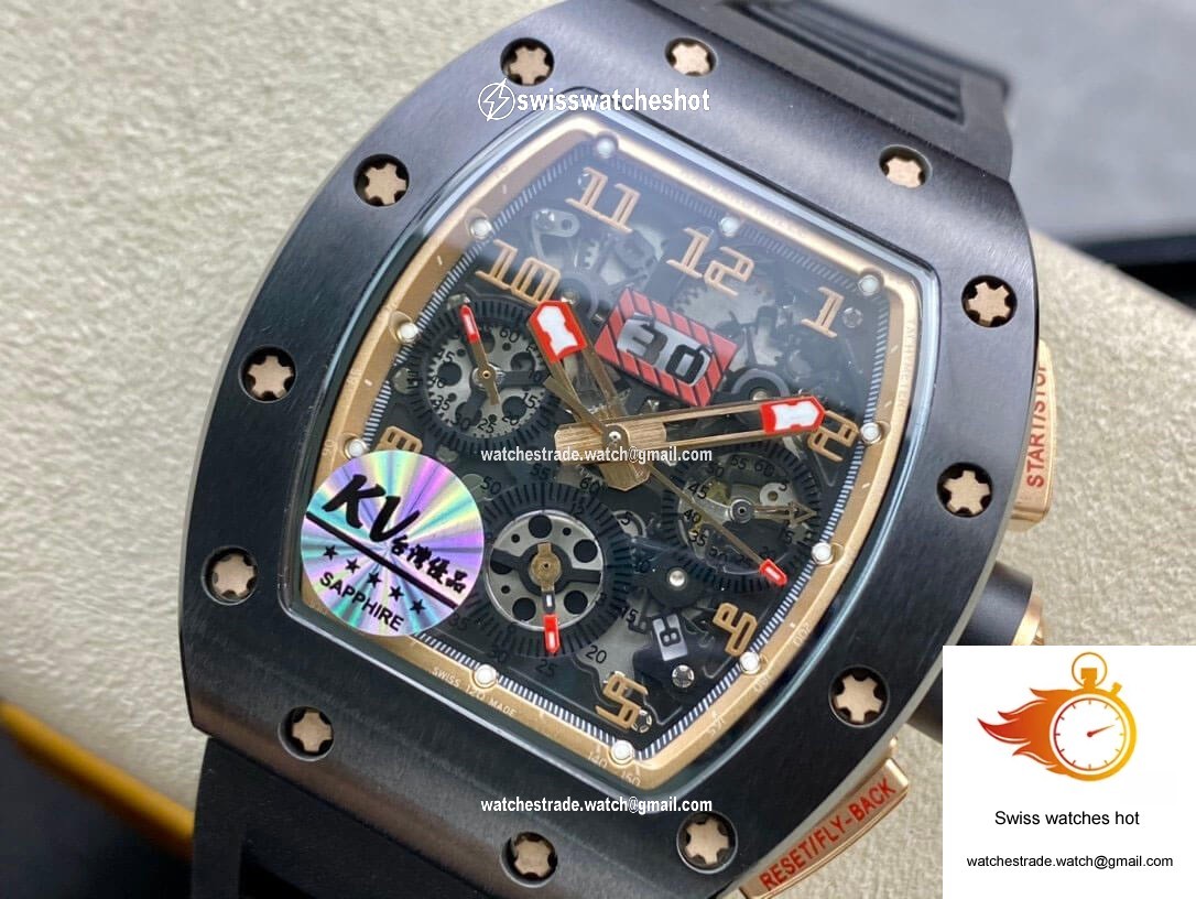Richard Mille RM011 KV Factory Black Ceramic Skeleton Dial 3