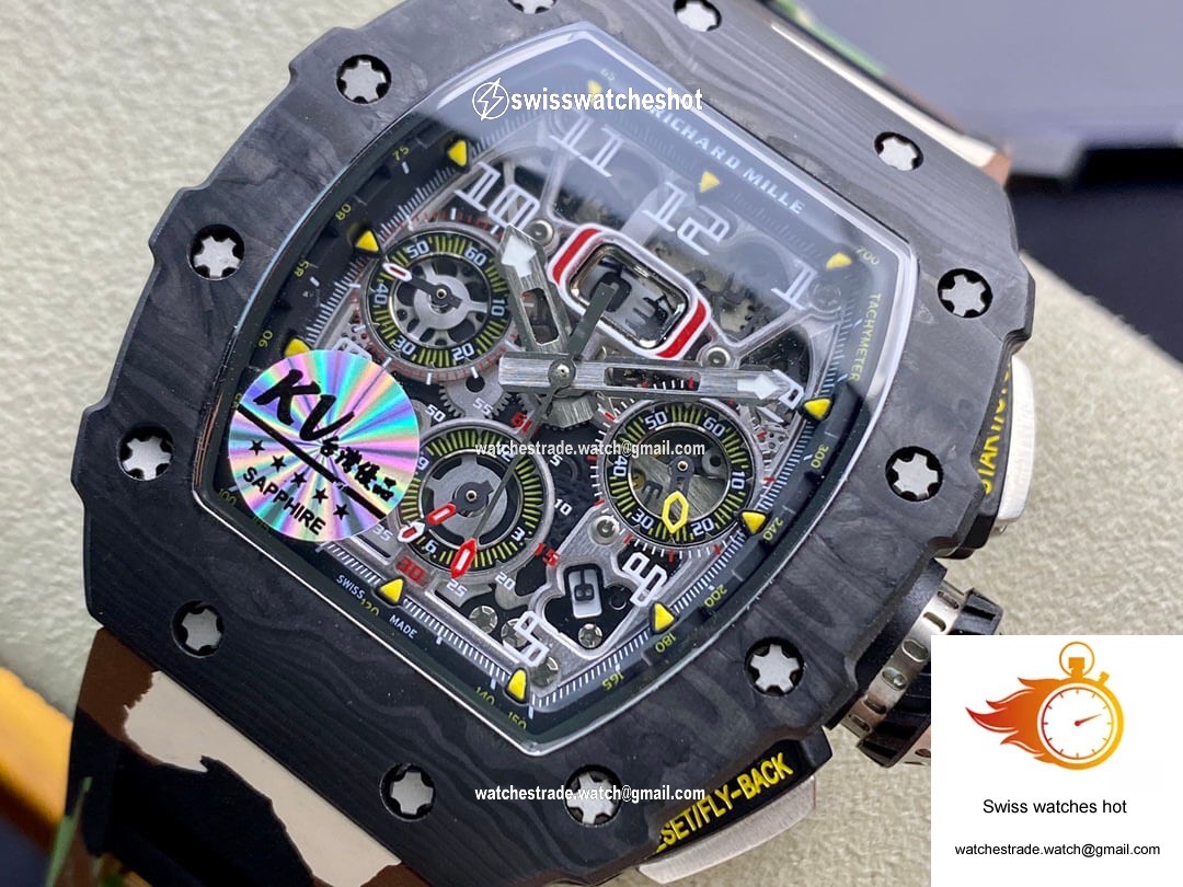 Richard Mille RM-011 KV Factory V2 Carbon Fiber Camo Rubber Strap 3