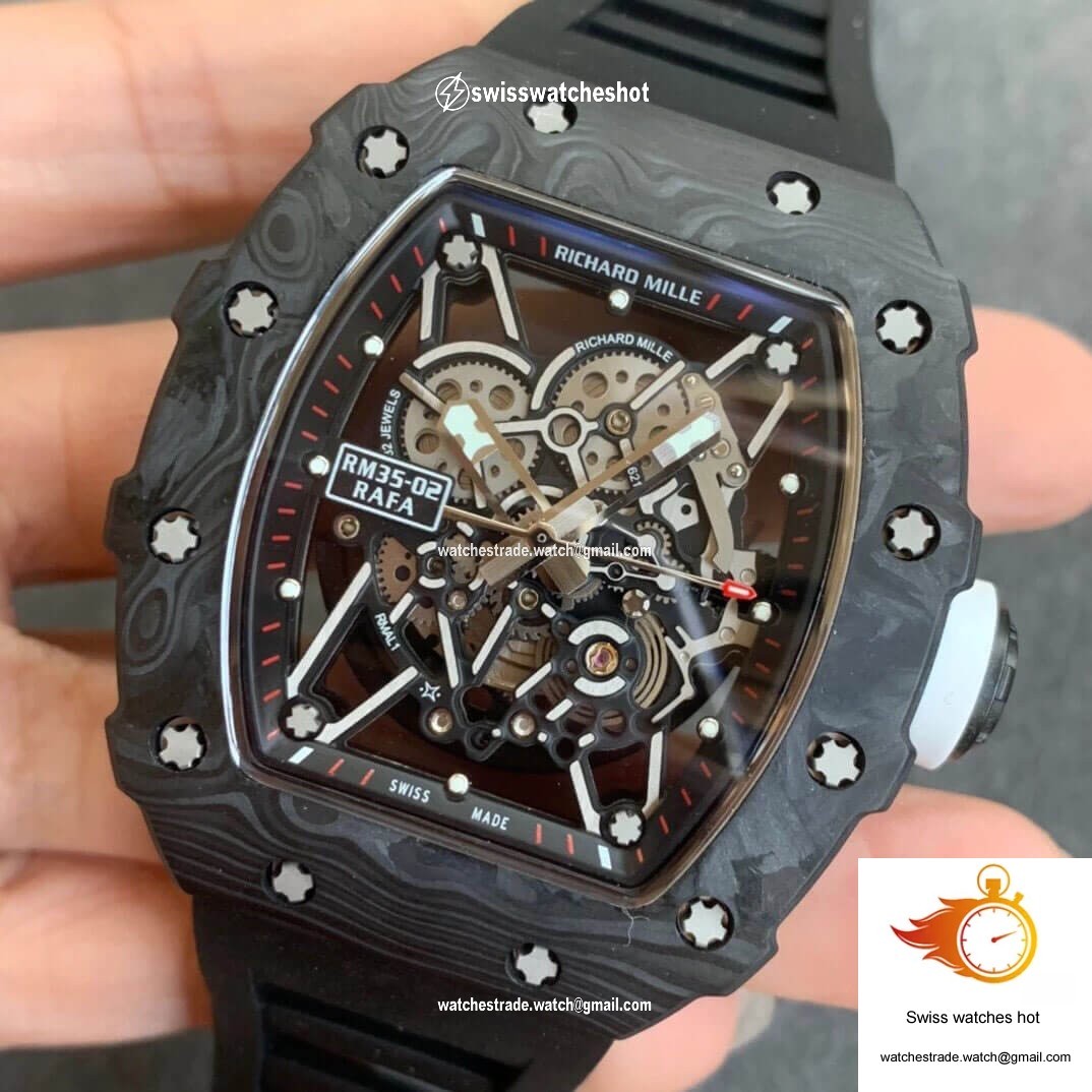 Richard Mille RM035-02 KV Factory Carbon Fiber Black Rubber Strap 3