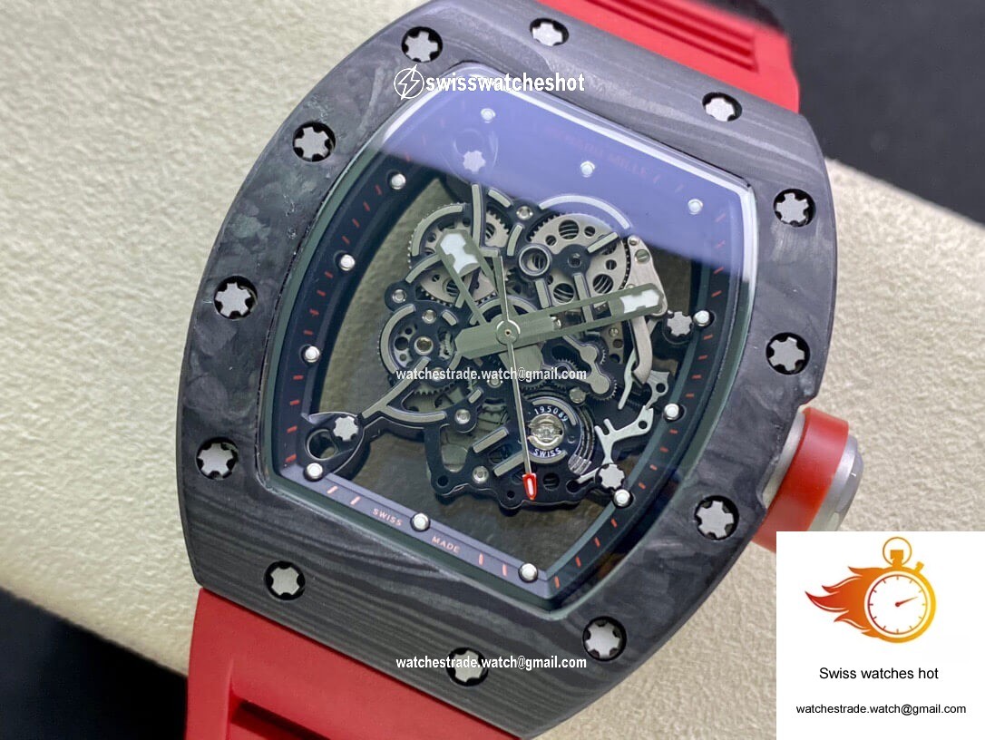 Richard Mille RM055 KV Factory V2 Carbon Fiber Red Strap 3