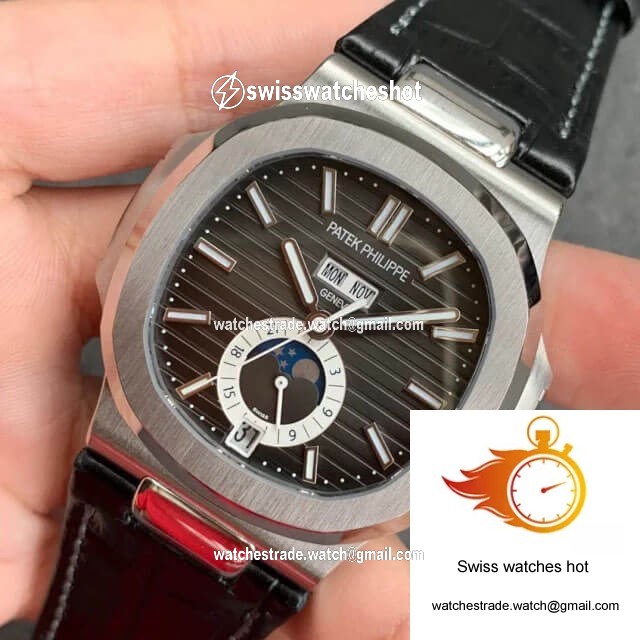Patek Philippe Nautilus 5726/1A-001 GR Factory Black Leather Strap 3